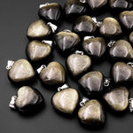 AAA Natural Golden Obsidian Puffy Heart Pendant