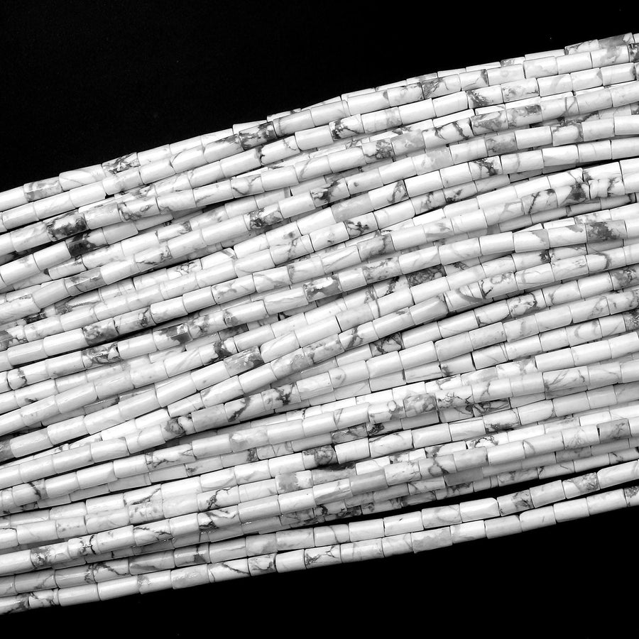 Natural Howlite 4x2mm Small Thin Smooth Spacer Tube Beads 15.5" Strand