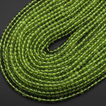 AAA+ Natural Green Peridot 3mm 4mm Smooth Round Beads Real Genuine Gemstone 15.5" Strand