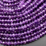 AAA Faceted Natural Amethyst 4mm 6mm rondelle Beads 15.5" Strand