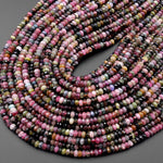 Faceted Natural Watermelon Pink Green Tourmaline Gemstone Rondelle Beads 4mm Gemstone 15.5" Strand