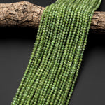 Rare Faceted Natural Green Apatite 4mm Gemstone Round Beads 15.5" Strand