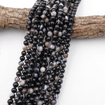 Natural Black Sardonyx Agate 4mm 6mm 8mm 10mm Round Beads Sulemani Hakik Antique Boho Mala 15.5" Strand