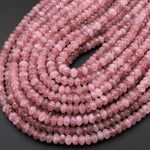 Rare Faceted Natural Mauve Pink Rose Quartz Rondelle Beads 6mm 10mm from Madagascar 15.5" Strand