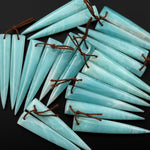 Super Long Linear Dagger Long Triangle Earring Pair Matched Gemstone Natural Sea Blue Amazonite Beads