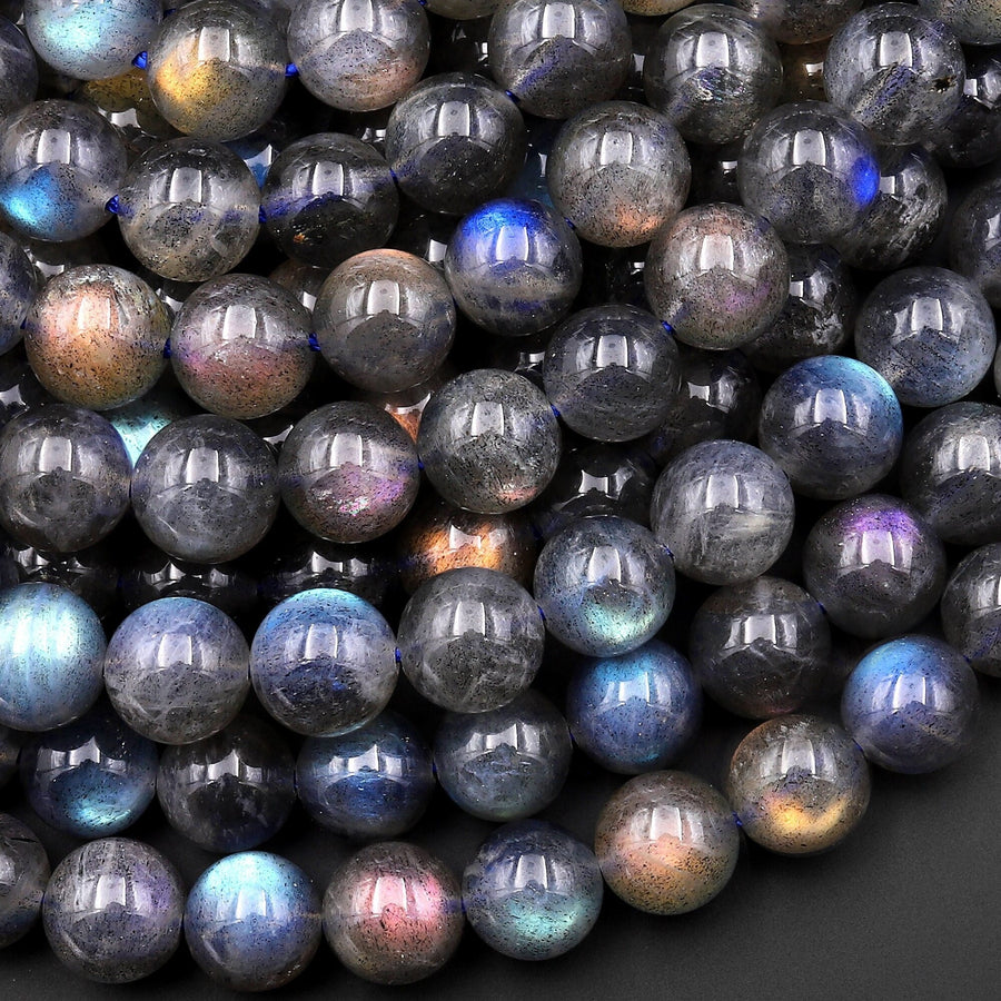 AAA Natural Rainbow Blue Golden Purple Red Orange Green Labradorite 4mm 6mm 8mm 10mm Round Beads 15.5" Strand
