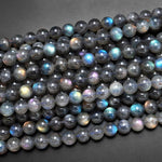 AAA Natural Rainbow Blue Golden Purple Red Orange Green Labradorite 6mm 8mm 10mm Round Beads Nothing But Fire Superior Quality 15.5" Strand