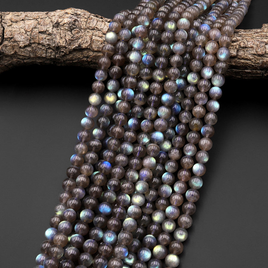 Extremely Rare! Natural Red Labradorite 4mm 6mm 8mm 10mm Round Beads High Quality AAA grade Blue Red Natural Labradorite 15.5" Strand