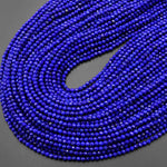 AAA+ Micro Faceted Natural Blue Lapis Round Beads 2mm 3mm 4mm 6mm Laser Diamond Cut Gemstone 15.5" Strand