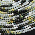 Micro Faceted Multicolor Mixed Jade Gemstone Round Beads 4mm 15.5" Strand