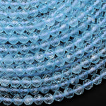 AAA Swiss Blue Topaz 2mm 3mm 4mm 6mm Faceted Round Beads Laser Diamond Cut Real Genuine Topaz Gemstone 15.5" Strand