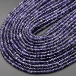 AAA Natural Blue Iolite Faceted 3mm 4mm 5mm Thin Rondelle Beads Genuine Real Gemstone 15.5" Strand