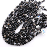 Natural Black Sardonyx Agate 4mm 6mm 8mm 10mm Round Beads Sulemani Hakik Antique Boho Mala 15.5" Strand
