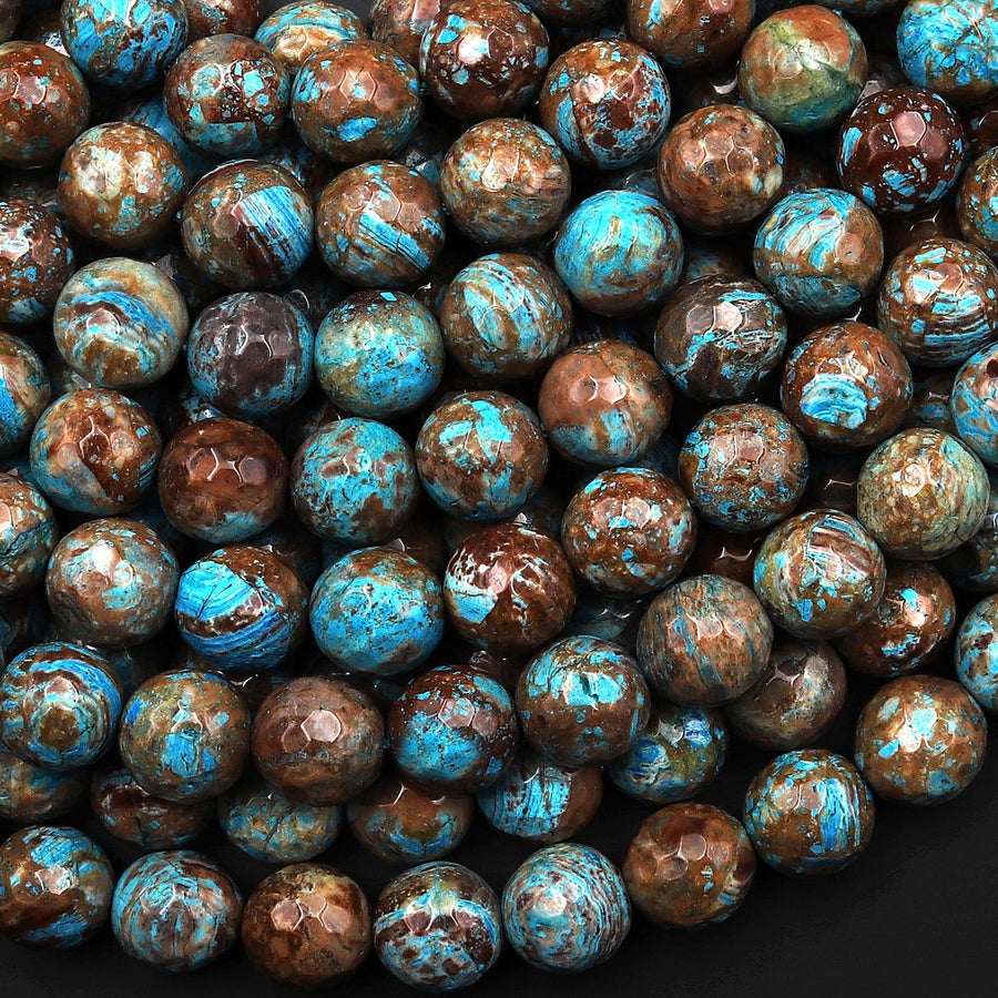 Faceted Rainbow Calsilica 4mm 6mm 8mm 10mm Round Beads 15.5" Strand