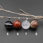 Natural Gemstone 20mm Round Ball Sphere Pendant Choose from Rose Quartz Rock Quartz Rhodonite Golden Obsidian Sodalite Tuxedo Agate Rhyolite