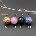 Natural Gemstone 20mm Round Ball Sphere Pendant Choose from Rose Quartz Rock Quartz Rhodonite Golden Obsidian Sodalite Tuxedo Agate Rhyolite