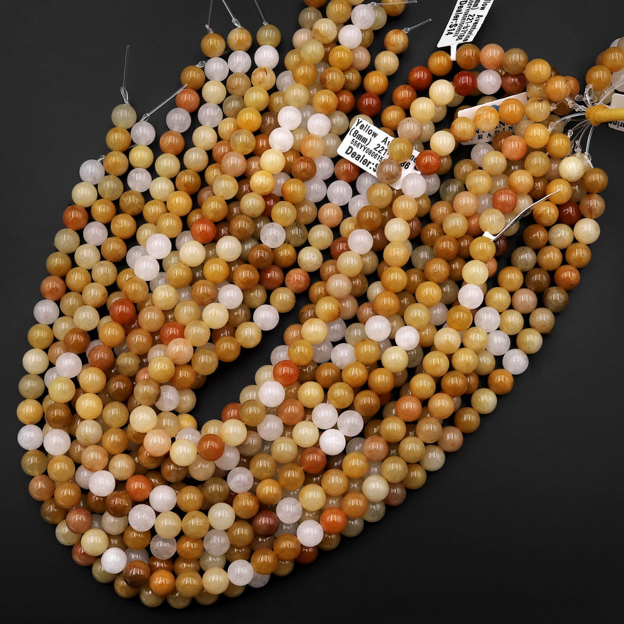 Natural Yellow Aventurine 4mm 6mm 8mm 10mm Round Beads 15.5" Strand