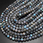 AAA Natural Rainbow Blue Golden Purple Red Orange Green Labradorite 6mm 8mm 10mm Round Beads Nothing But Fire Superior Quality 15.5" Strand