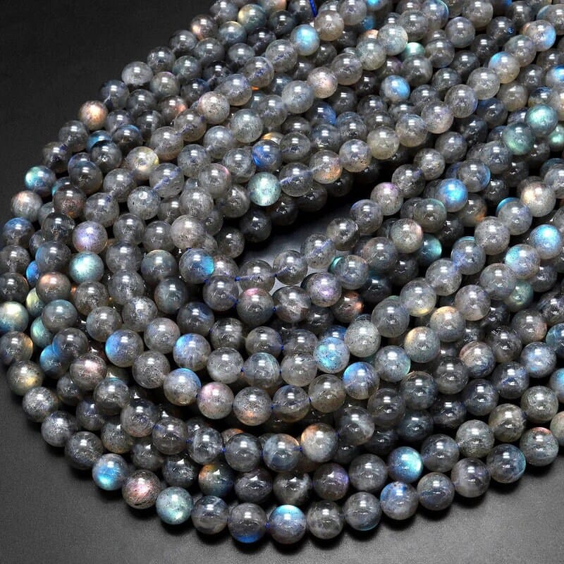 AAA Natural Rainbow Blue Golden Purple Red Orange Green Labradorite 6mm 8mm 10mm Round Beads Nothing But Fire Superior Quality 15.5" Strand
