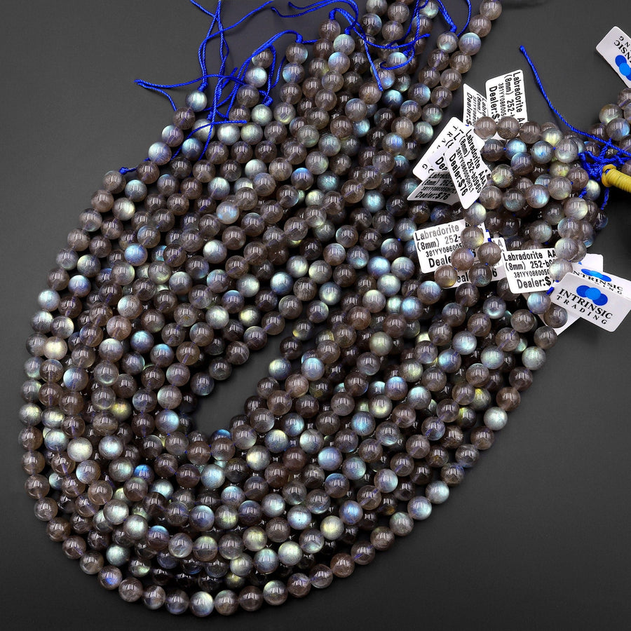 Extremely Rare! Natural Red Labradorite 4mm 6mm 8mm 10mm Round Beads High Quality AAA grade Blue Red Natural Labradorite 15.5" Strand