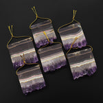 Rare Natural Rainbow Purple Green Pink Amethyst Crystal Stalactite Druzy Pendant Side Drilled Flat Slice