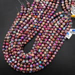 Rainbow Sea Sediment Jasper Smooth Round Beads 4mm 6mm 8mm 10mm Aka Fantasy Blue Purple Pink Fuchsia Impression Imperial Jasper 15.5" Strand