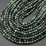 Rare Faceted Natural Teal Green Kyanite 3mm 4mm 6mm Round Beads 15.5" Strand