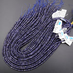 AAA Natural Blue Iolite Faceted 3mm 4mm 5mm Thin Rondelle Beads Genuine Real Gemstone 15.5" Strand