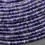 AAA Natural Blue Iolite Faceted 3mm 4mm 5mm Thin Rondelle Beads Genuine Real Gemstone 15.5" Strand