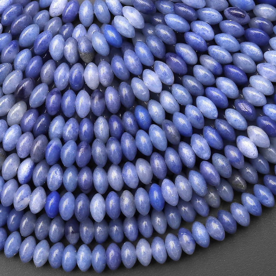 Natural Blue Aventurine 4mm 6mm Smooth Rondelle Beads Thin Saucer 15.5" Strand