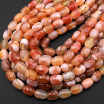 Natural Cherry Blossom Agate Barrel 10x14mm Drum Beads Aka Flower Agate 15.5" Strand