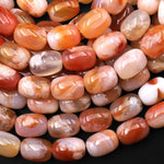 Natural Cherry Blossom Agate Barrel 10x14mm Drum Beads Aka Flower Agate 15.5" Strand