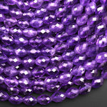 AAA Natural Purple Amethyst Faceted Drum Barrel Rice Beads 15.5" Strand