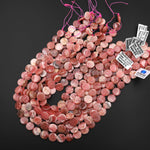 Natural Pink Rhodochrosite Beads Smooth Coin 12mm 15.5" Strand