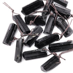 Natural Black Tourmaline Pendant Side Drilled Natural Crystal Point High Energy Stone