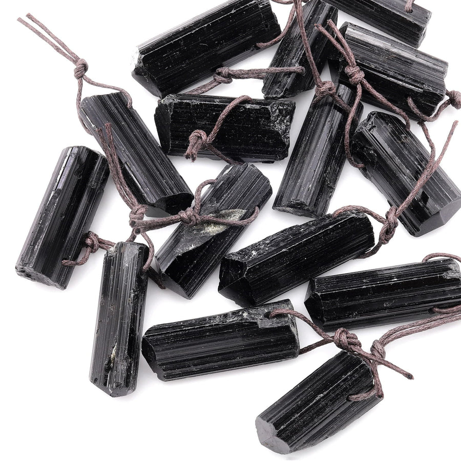 Natural Black Tourmaline Pendant Side Drilled Natural Crystal Point High Energy Stone