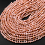 Faceted Natural Peach Moonstone Round Beads 2mm 3mm 4mm 15.5" Strand