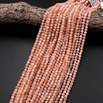 Faceted Natural Peach Moonstone Round Beads 2mm 3mm 4mm 15.5" Strand