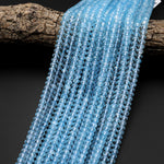 AAA Swiss Blue Topaz 4mm 6mm Faceted Rondelle Beads Laser Diamond Cut Real Genuine Topaz Gemstone 15.5" Strand