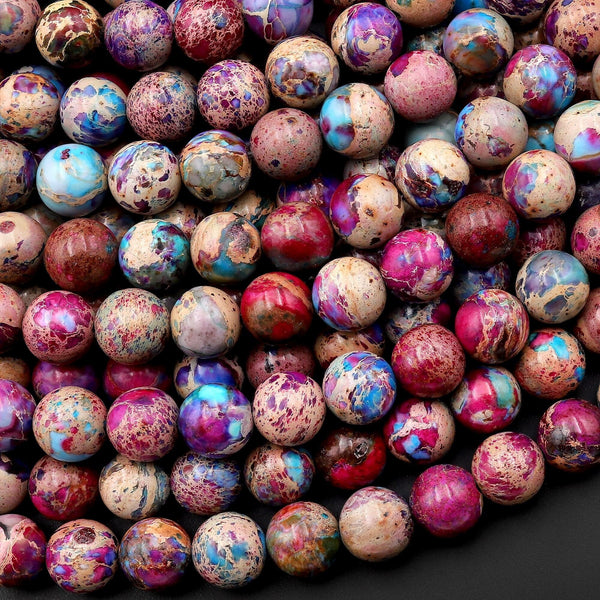 Rainbow Sea Sediment Jasper Smooth Round Beads 4mm 6mm 8mm 10mm