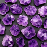Undrilled Natural Amethyst Flower Pyramid Raw Cabochon Rich Purple Gemstone
