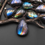AAA Natural Golden Rainbow Labradorite Teardrop Side Drilled Pendant