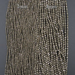 Micro Faceted Tiny Small Natural Iron Pyrite Faceted 2mm 3mm 4mm 6mm Round Beads Diamond Cut Gemstone 15.5" Strand