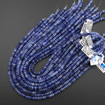 Natural Blue Aventurine 4mm 6mm Smooth Rondelle Beads Thin Saucer 15.5" Strand