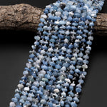 Natural Santa Maria Blue Aquamarine 8mm Rounded Rondelle Beads 15.5" Strand