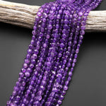 AAA Faceted 6mm 8mm 10mm Purple Amethyst Coin Beads Flat Disc Dazzling Facets Natural Gemstone 15.5" Strand