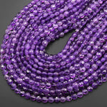 AAA Faceted 6mm 8mm 10mm Purple Amethyst Coin Beads Flat Disc Dazzling Facets Natural Gemstone 15.5" Strand