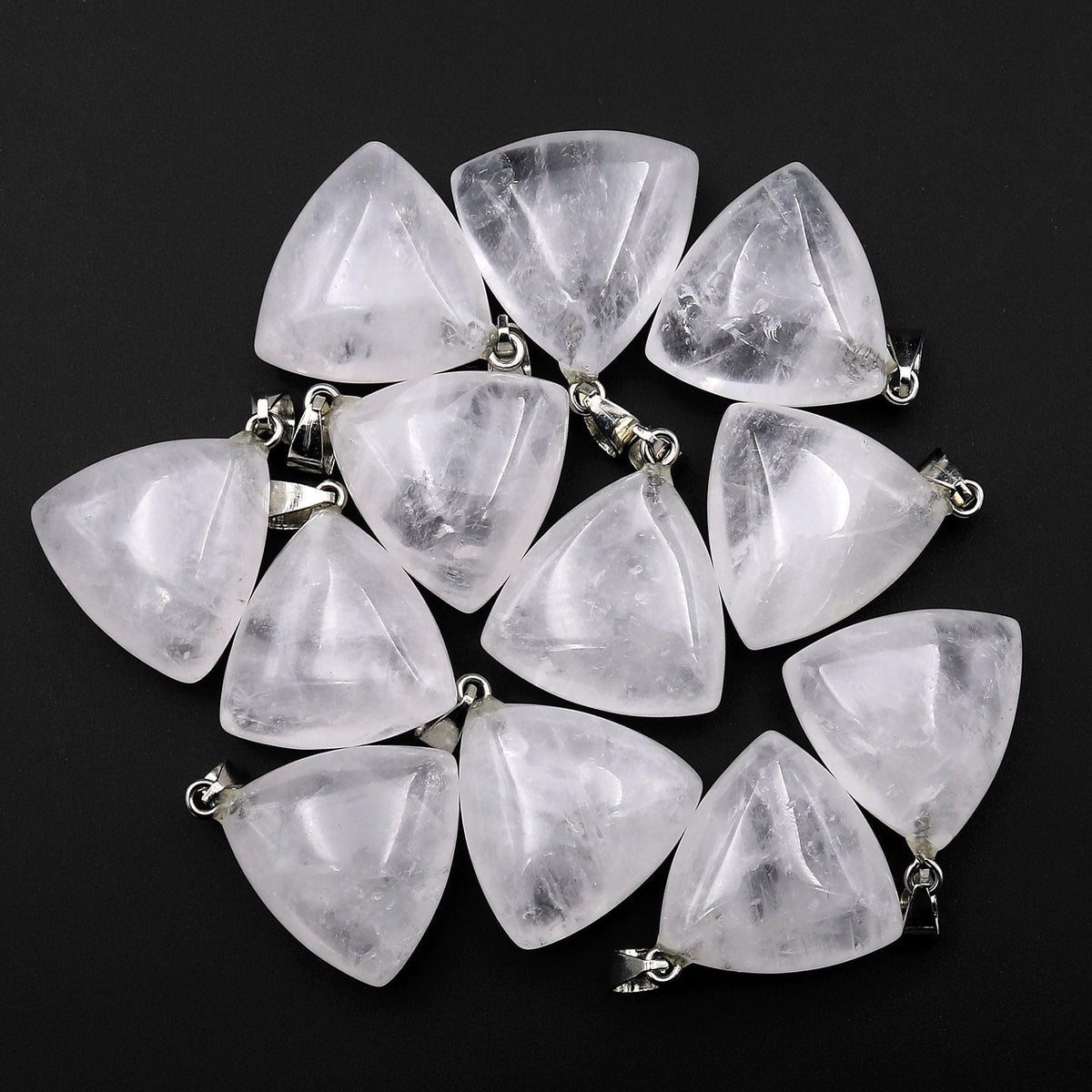 Natural Gemstone Puffy Triangle Pendant Rock Quartz Crystal – Intrinsic ...