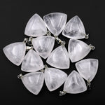 Natural Gemstone Puffy Triangle Pendant Rock Quartz Crystal