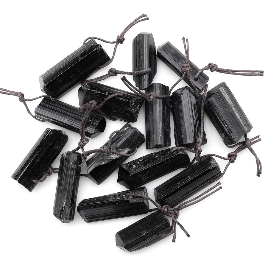 Natural Black Tourmaline Pendant Side Drilled Natural Crystal Point High Energy Stone